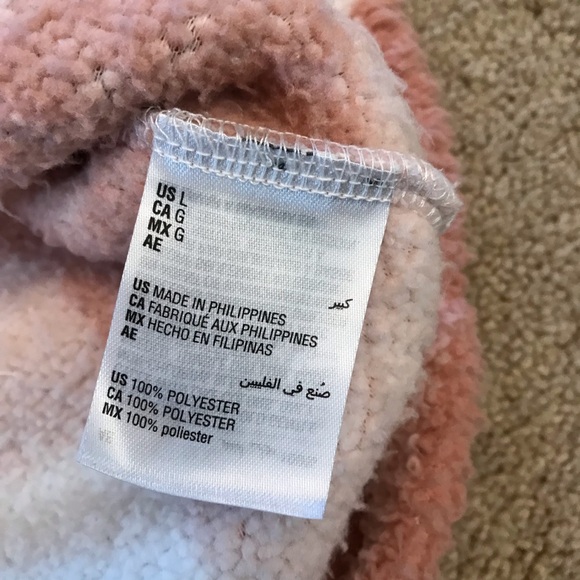 Teddy Bear Faux Fur Plush Sweater Women Large Peach White Checker Board Pullover - Picture 9 of 10